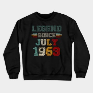 60 Years Old Legend Since July 1963 60th Birthday Crewneck Sweatshirt